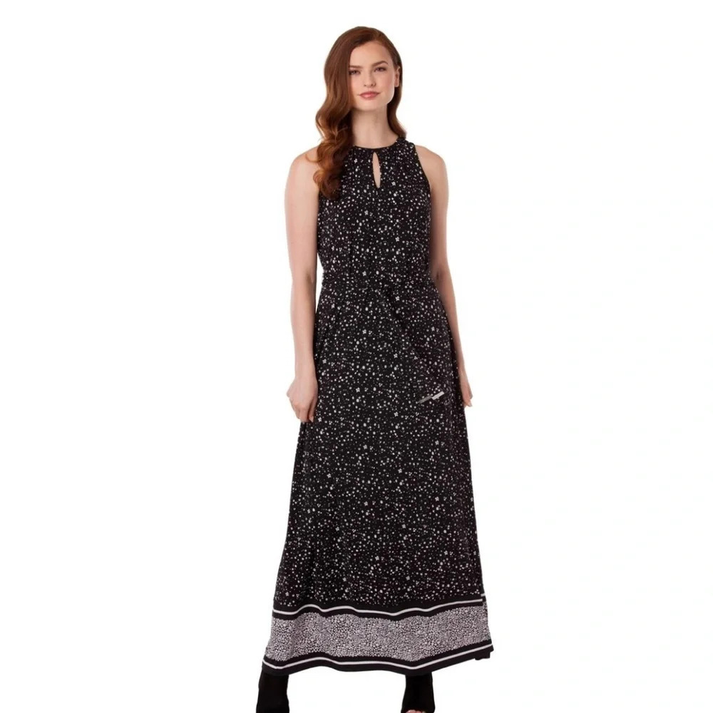 Michael Kors Nora Print Border Maxi Dress Size Medium